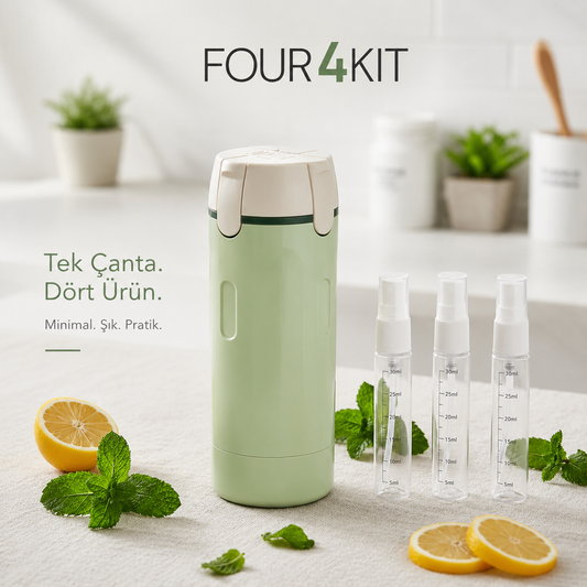 FourKit™ Tek Şişede 4 Ürün Seyahat Dispenseri